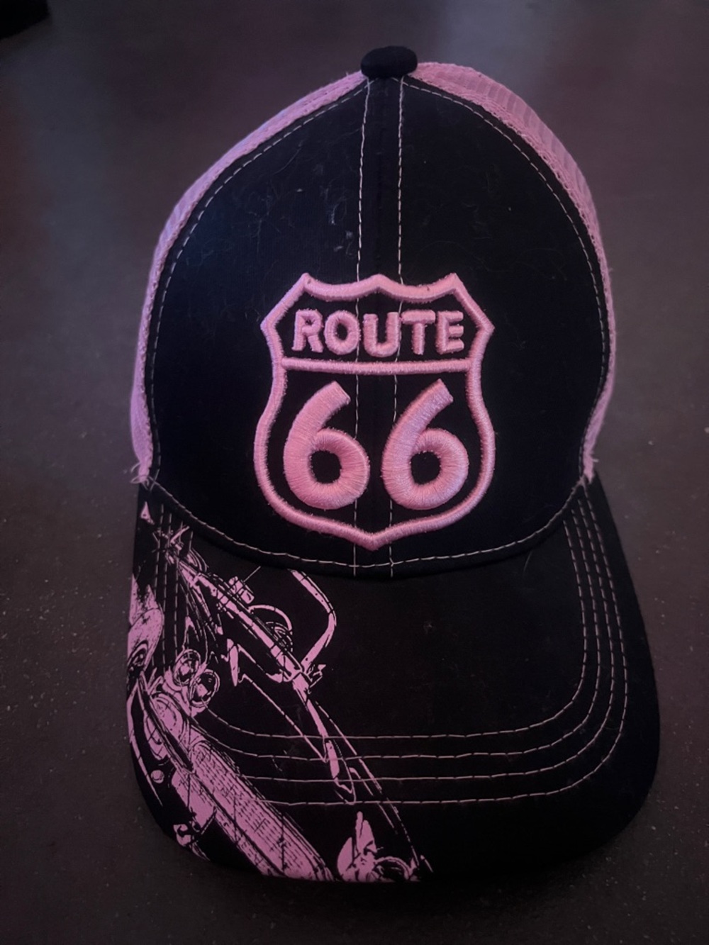 Route 66 Pink & Black Trucker Hat